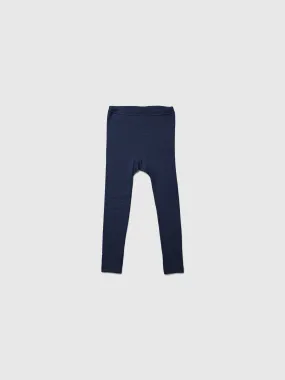 organic merino wool and silk kids leggings - navy