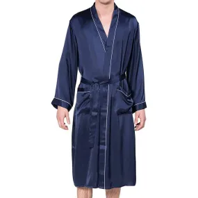 100%  Men's Silk Robe Luxury Long Silk Bathrobe Pure Male Silk Robes