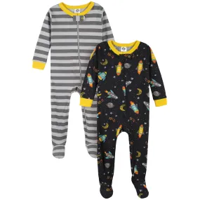 2-Pack Baby & Toddler Boys Blast Off Snug Fit Footed Cotton Pajamas