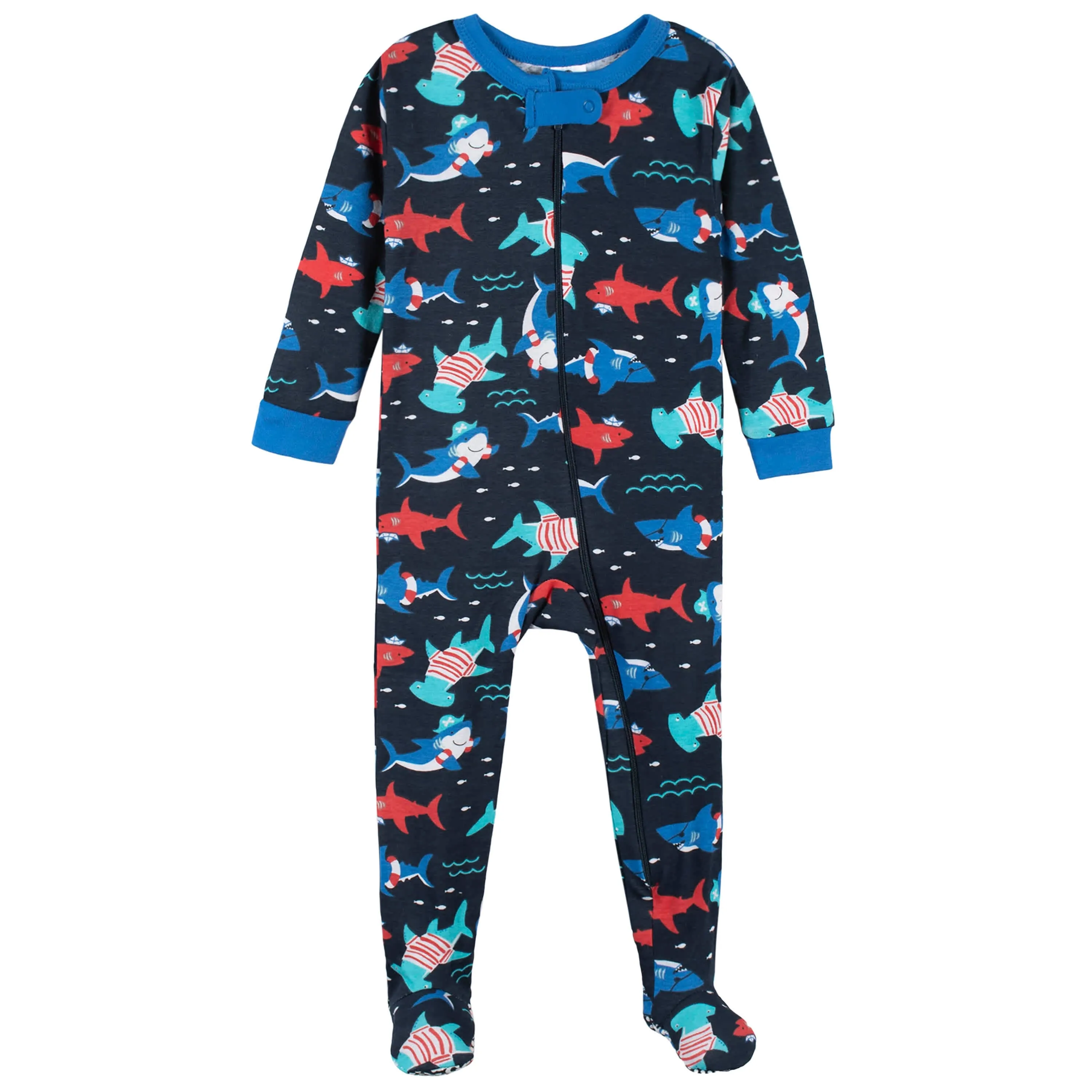 2-Pack Baby & Toddler Boys Shark Zone Snug Fit Footed Cotton Pajamas