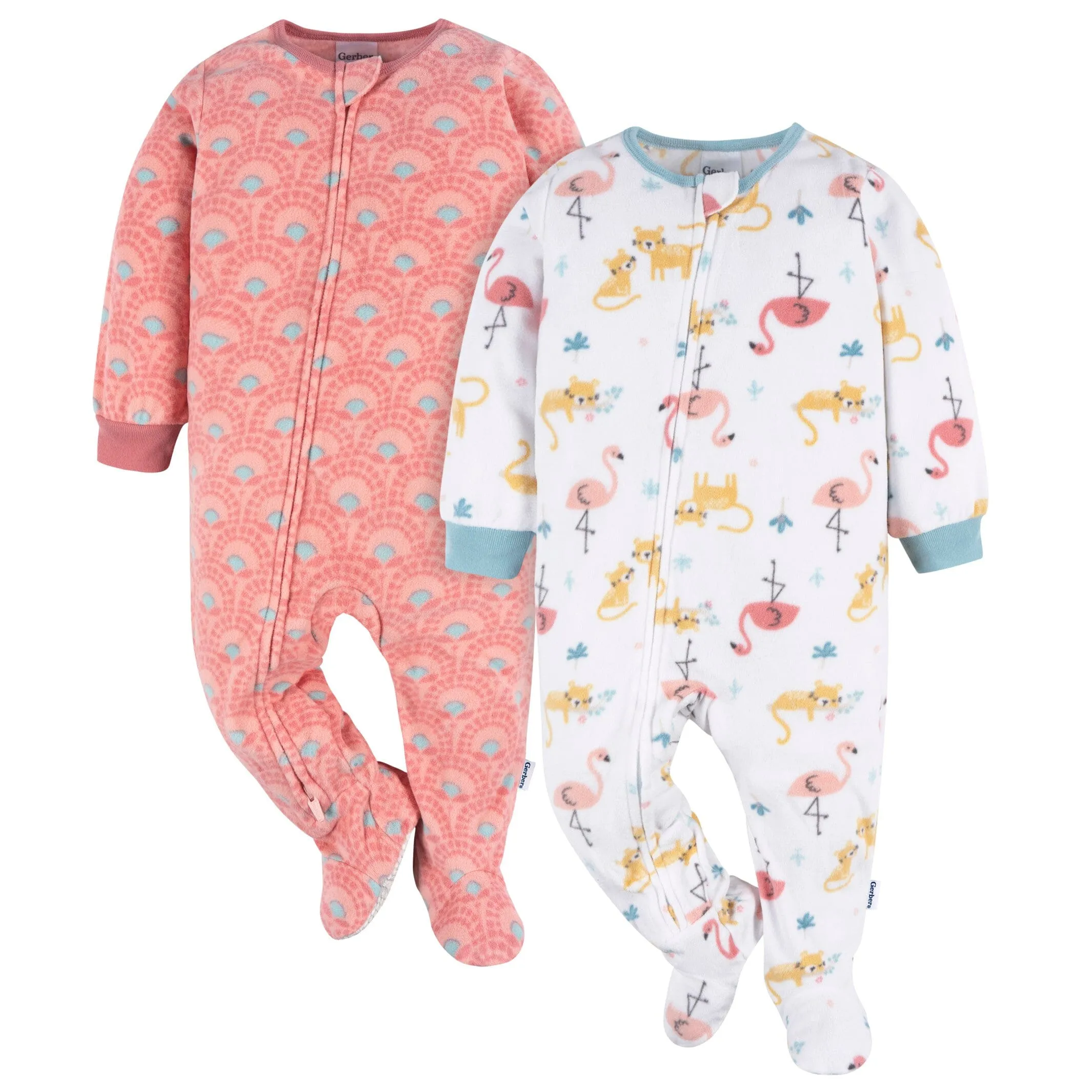 2-Pack Baby & Toddler Girls Pink Flamingos Fleece Pajamas