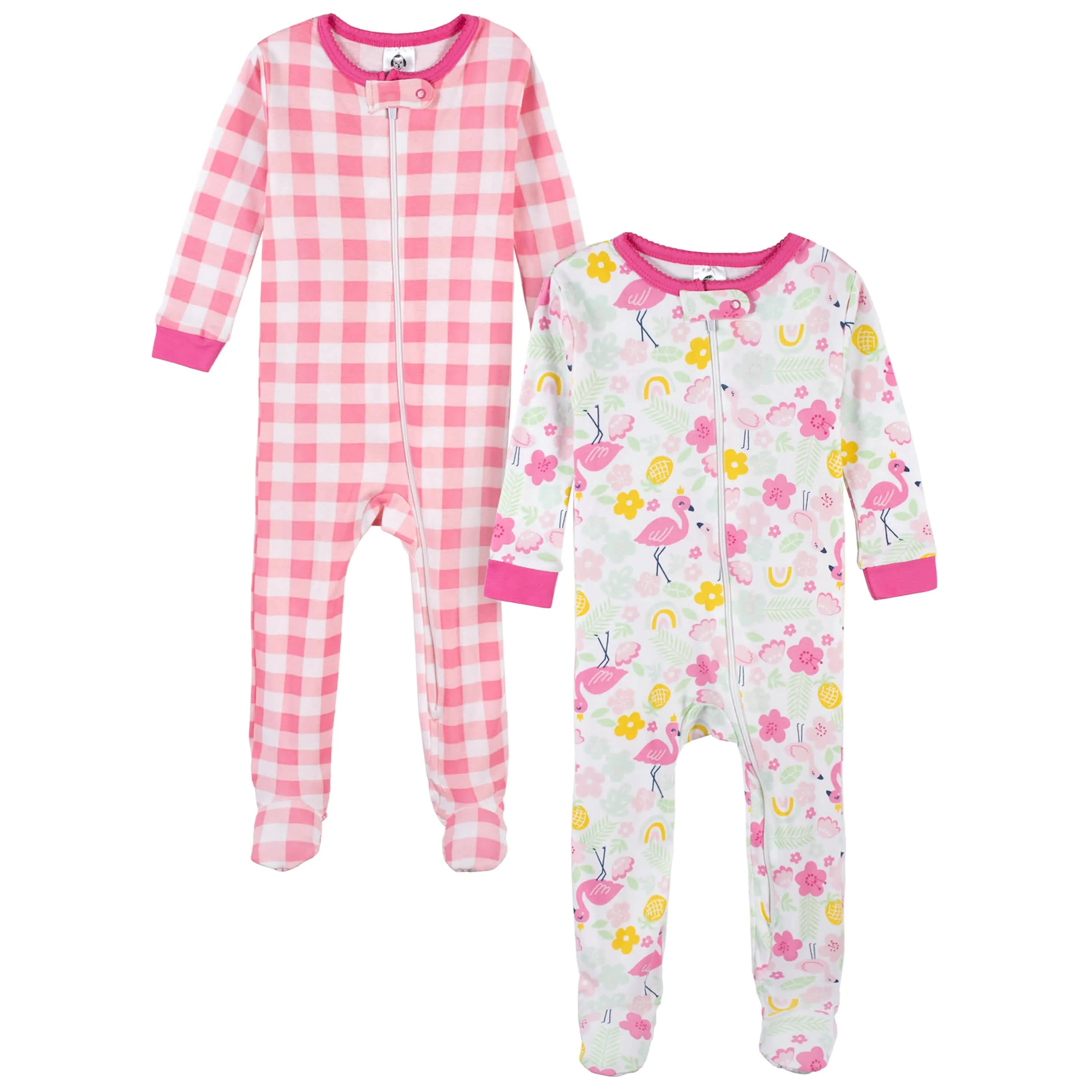 2-Pack Baby & Toddler Girls Summer Blossom Snug Fit Footed Cotton Pajamas