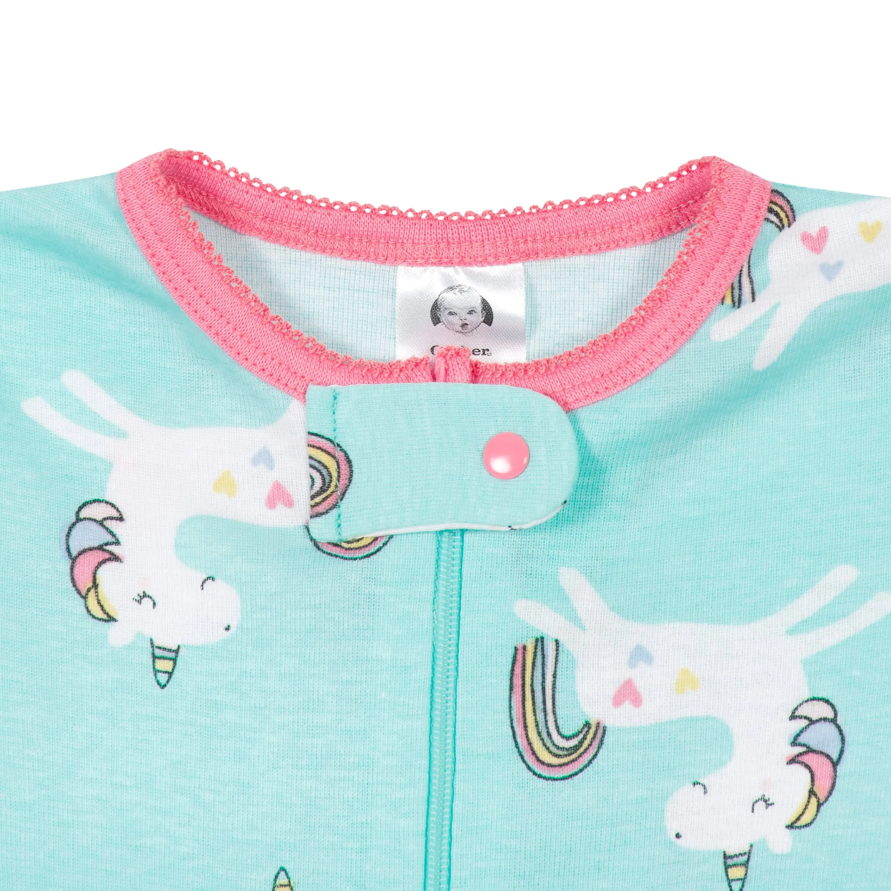 2-Pack Baby & Toddler Girls Unicorns Snug Fit Footed Cotton Pajamas