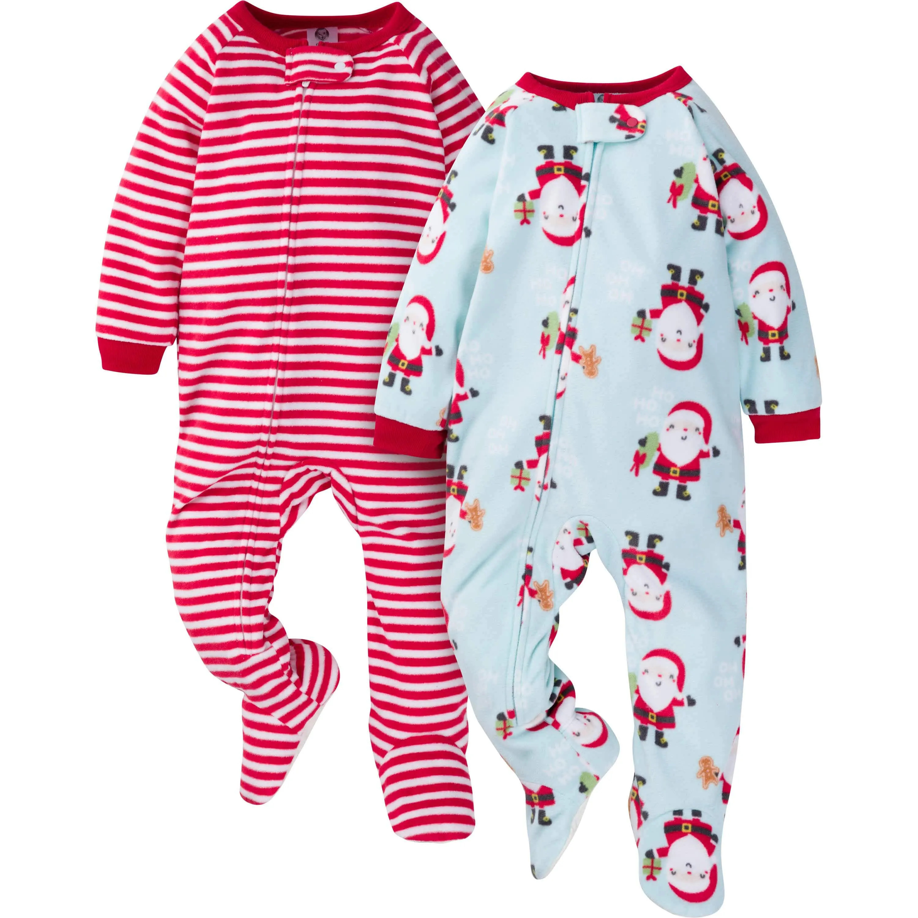 2-Pack Baby & Toddler Neutral Santa Fleece Pajamas