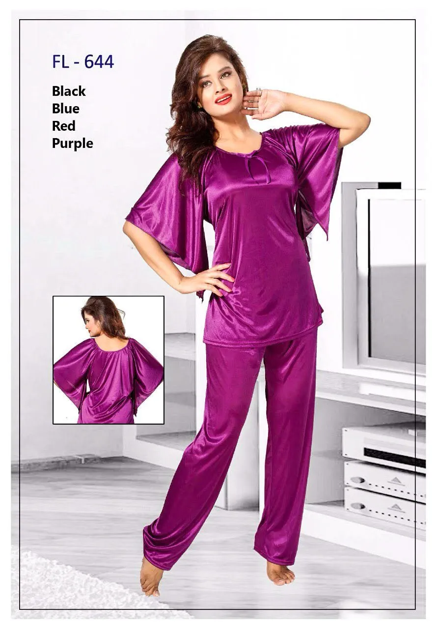 2 Pcs FL-644 - Magenta Flourish Exclusive Bridal Nighty Set Collection