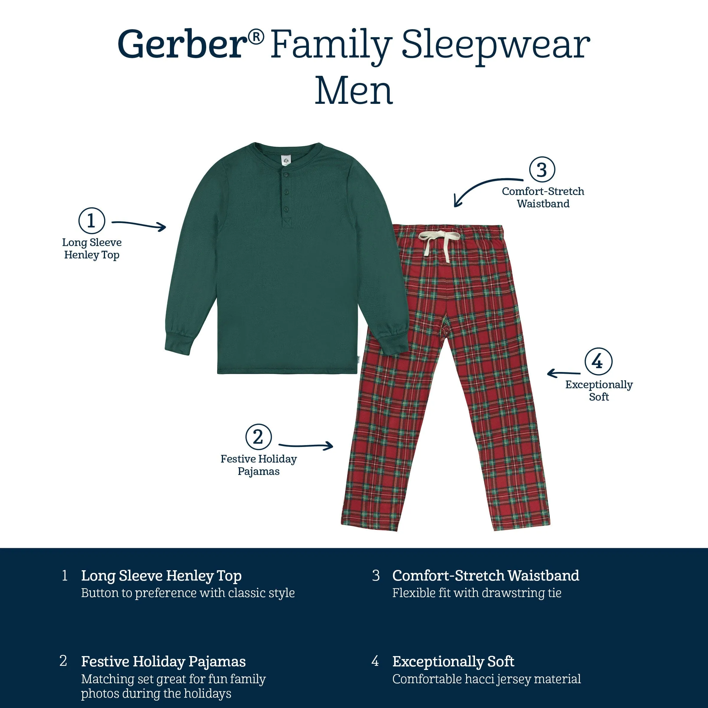 2-Piece Men's Stewart Plaid Hacci Pajama Set