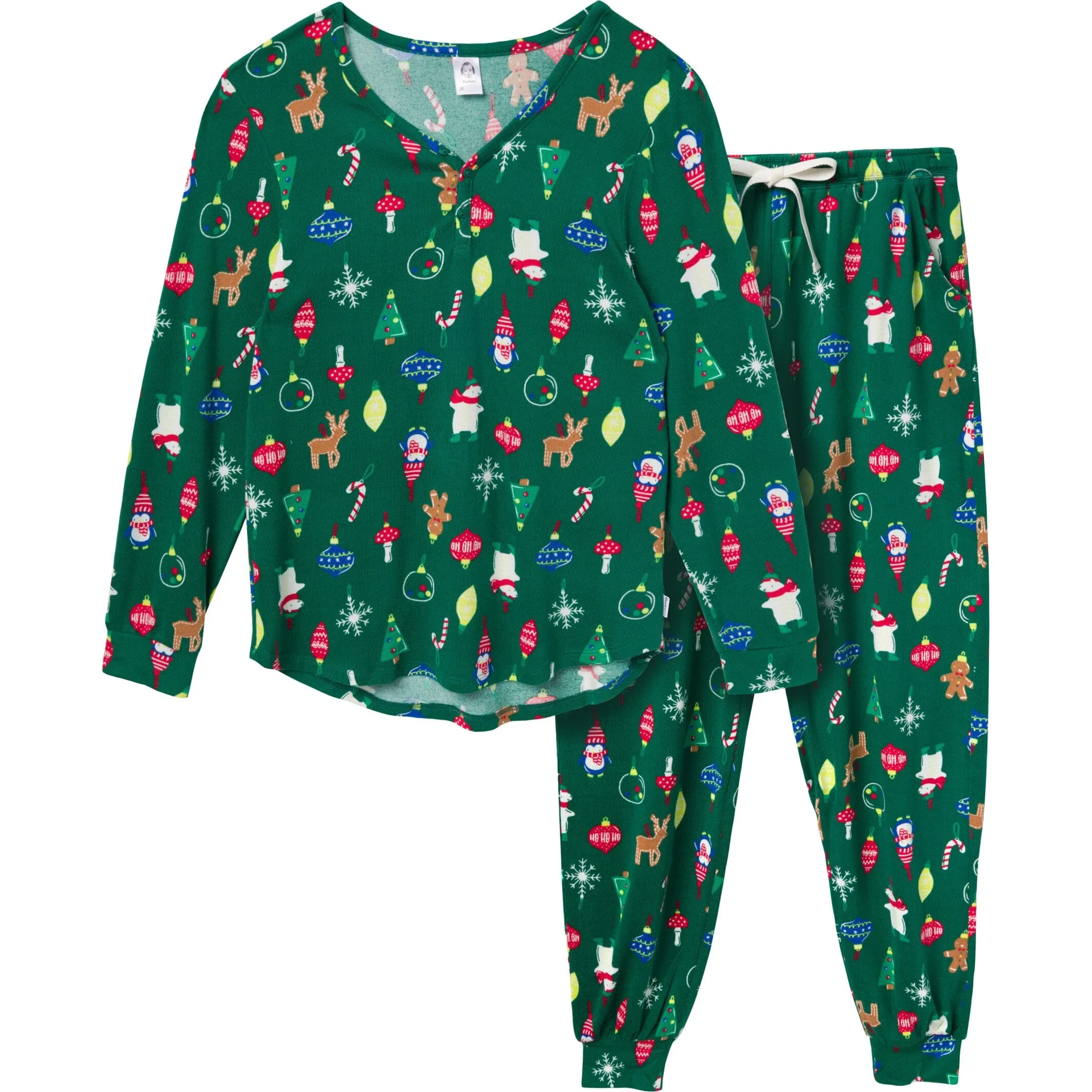 2-Piece Women's Ornaments Hacci Pajama Set