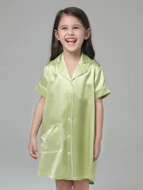 22 Momme Cute Button Up Silk Sleep Shirts For Girls