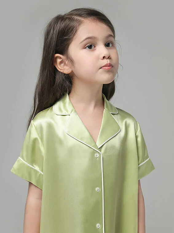 22 Momme Cute Button Up Silk Sleep Shirts For Girls