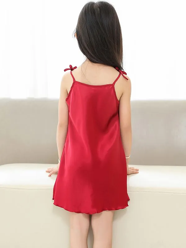 22 Momme Lace Up Girls Silk Slip Nightgown