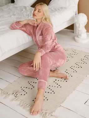 2Pcs Cardigan Velvet Thicken Pajamas