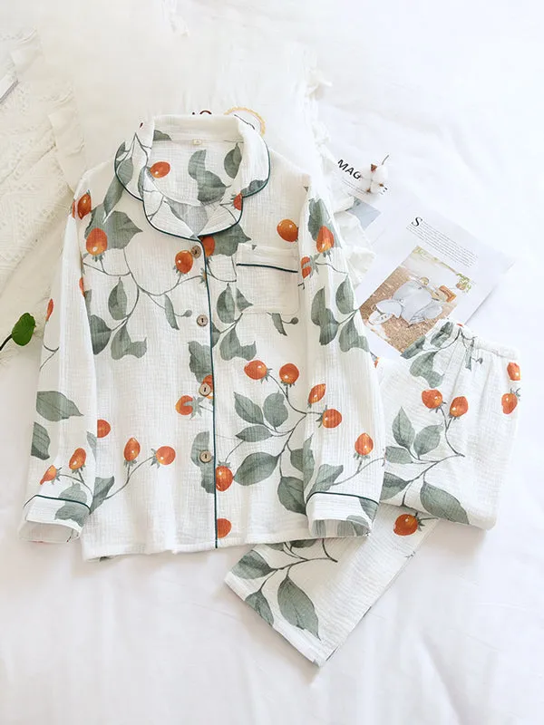 2Pcs Cherry Tomato Cotton Pajamas Set