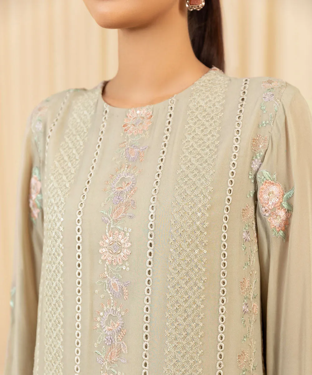 3 Piece -  Embroidered Georgette Chiffon Suit