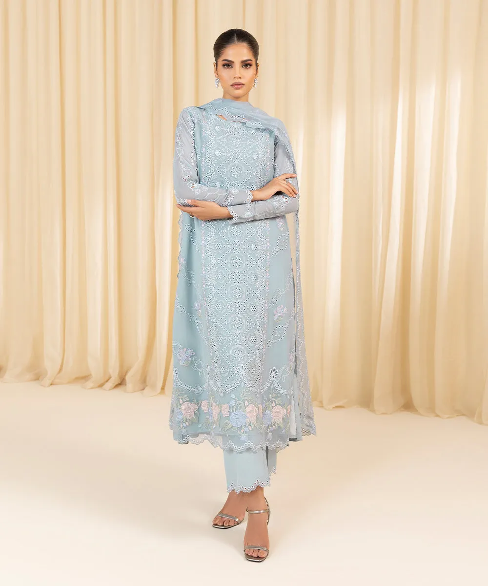 3 Piece -  Embroidered Georgette Chiffon Suit