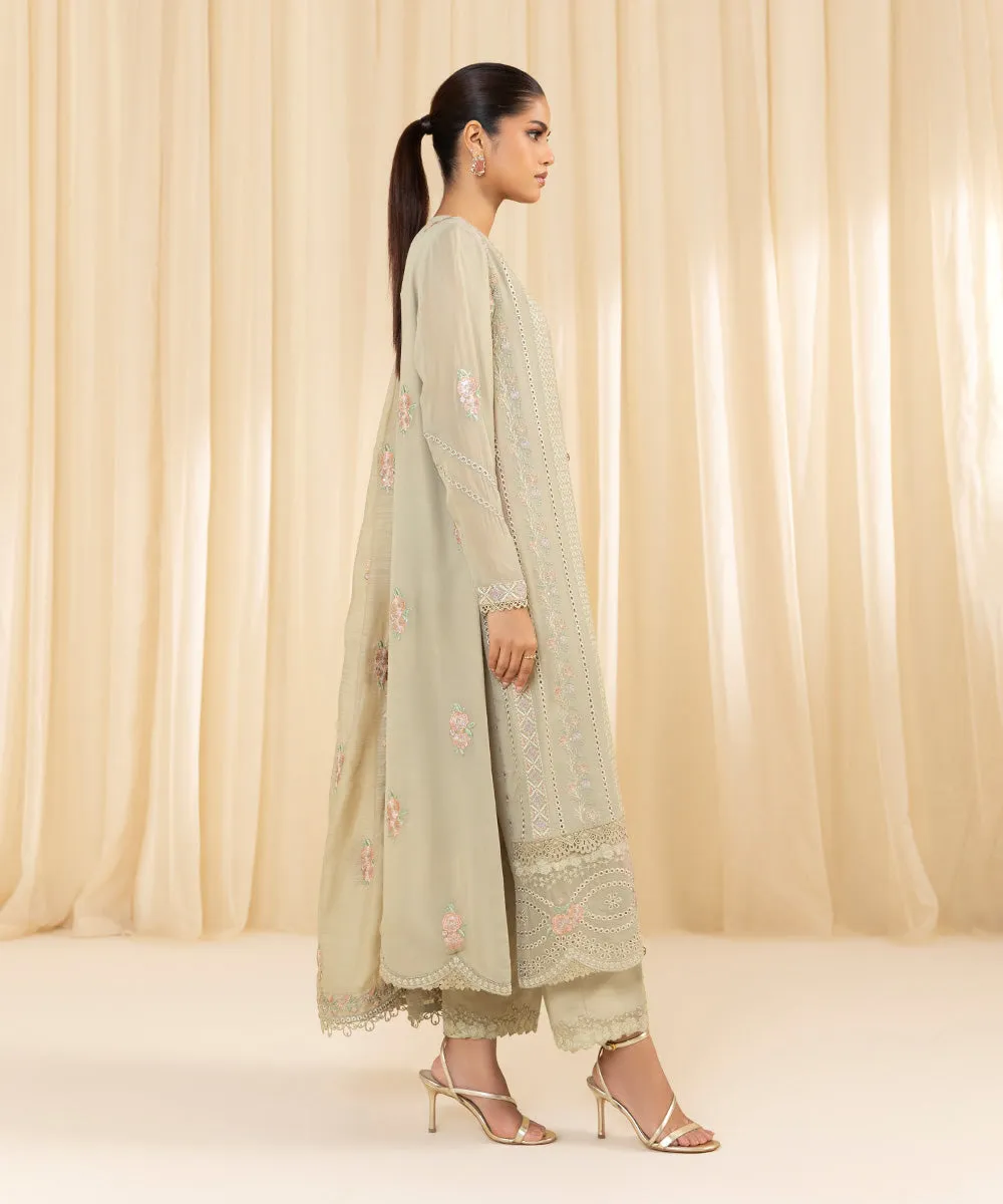 3 Piece -  Embroidered Georgette Chiffon Suit