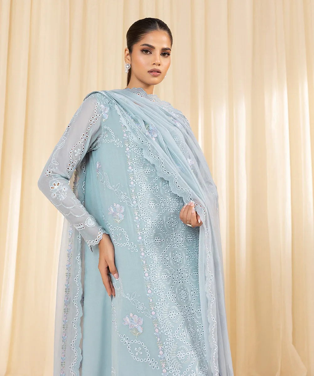 3 Piece -  Embroidered Georgette Chiffon Suit