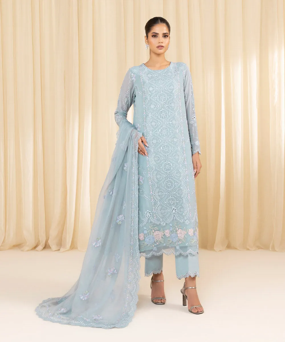 3 Piece -  Embroidered Georgette Chiffon Suit