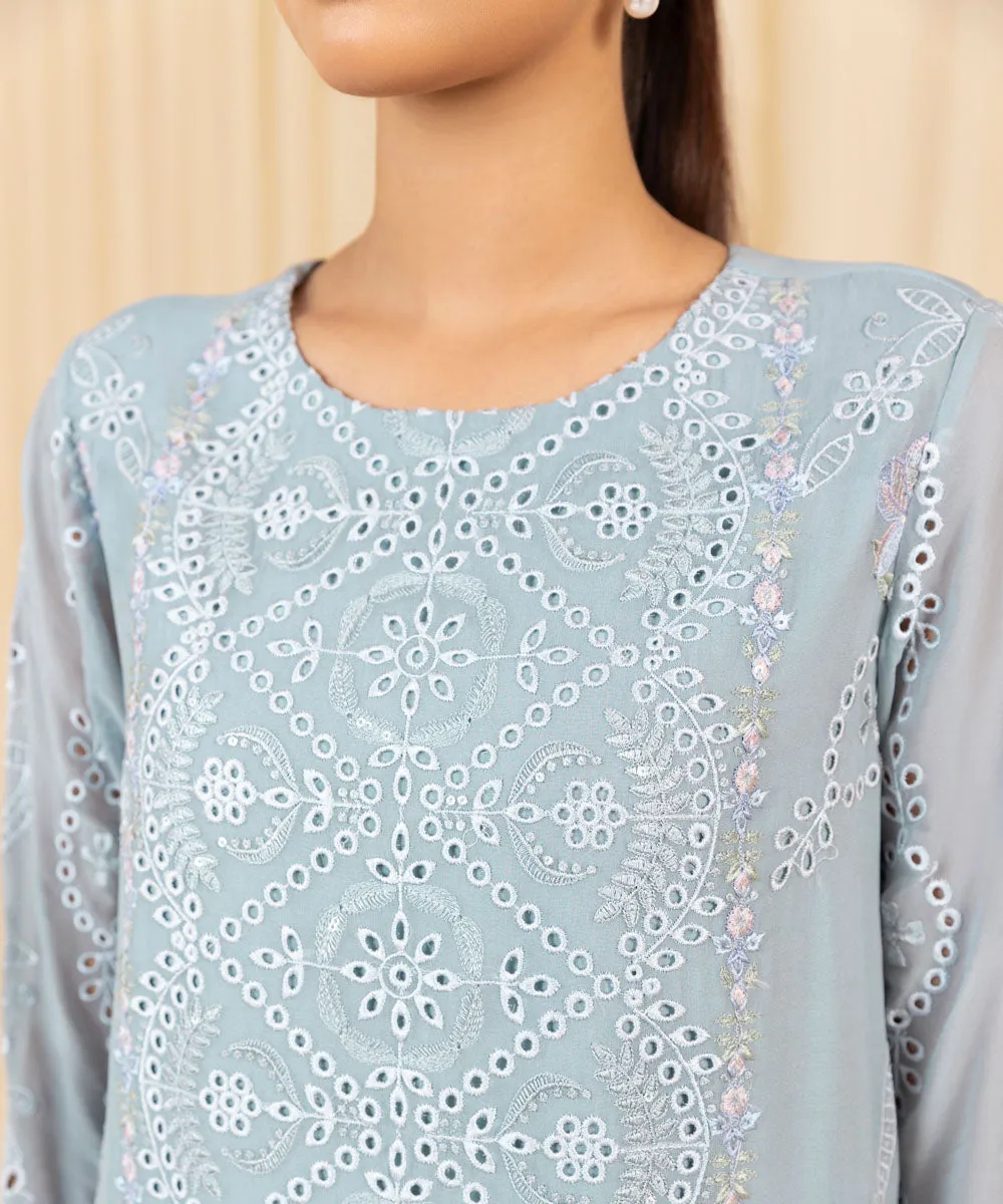 3 Piece -  Embroidered Georgette Chiffon Suit