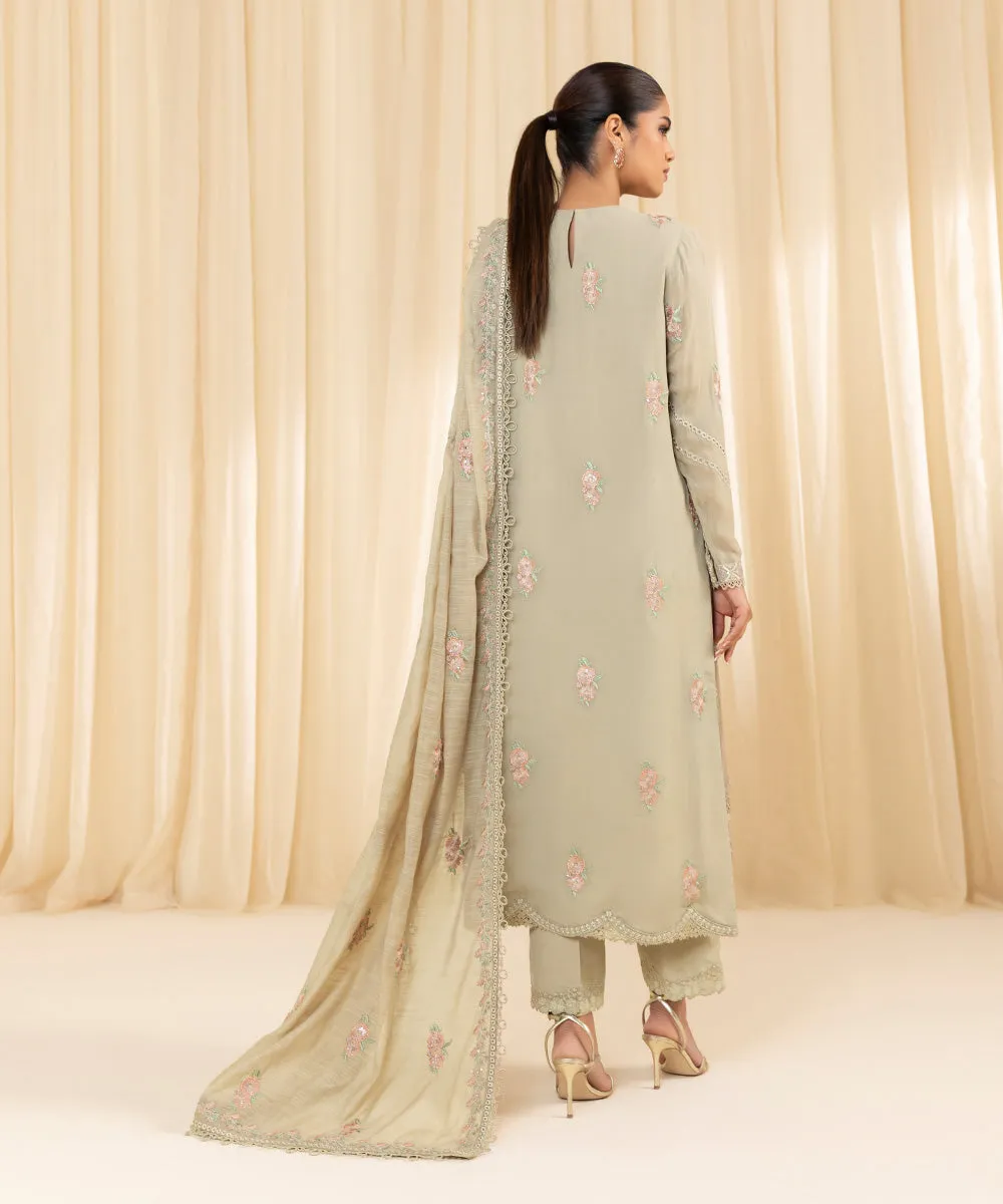 3 Piece -  Embroidered Georgette Chiffon Suit