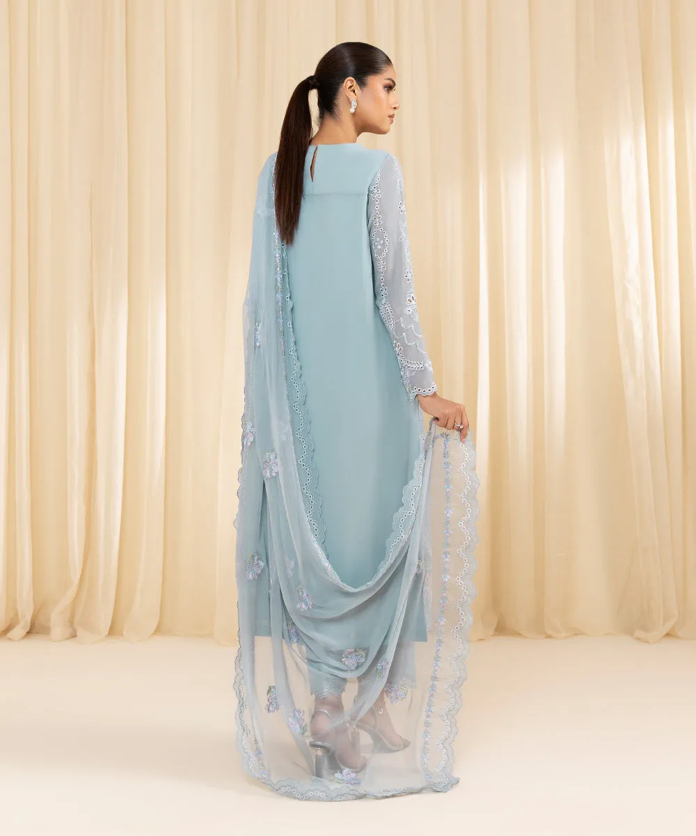 3 Piece -  Embroidered Georgette Chiffon Suit