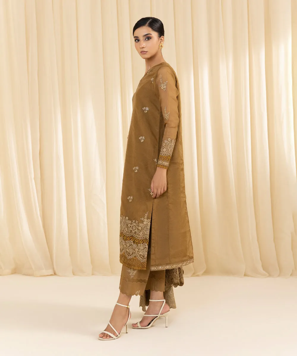 3 Piece -  Embroidered Organza Suit