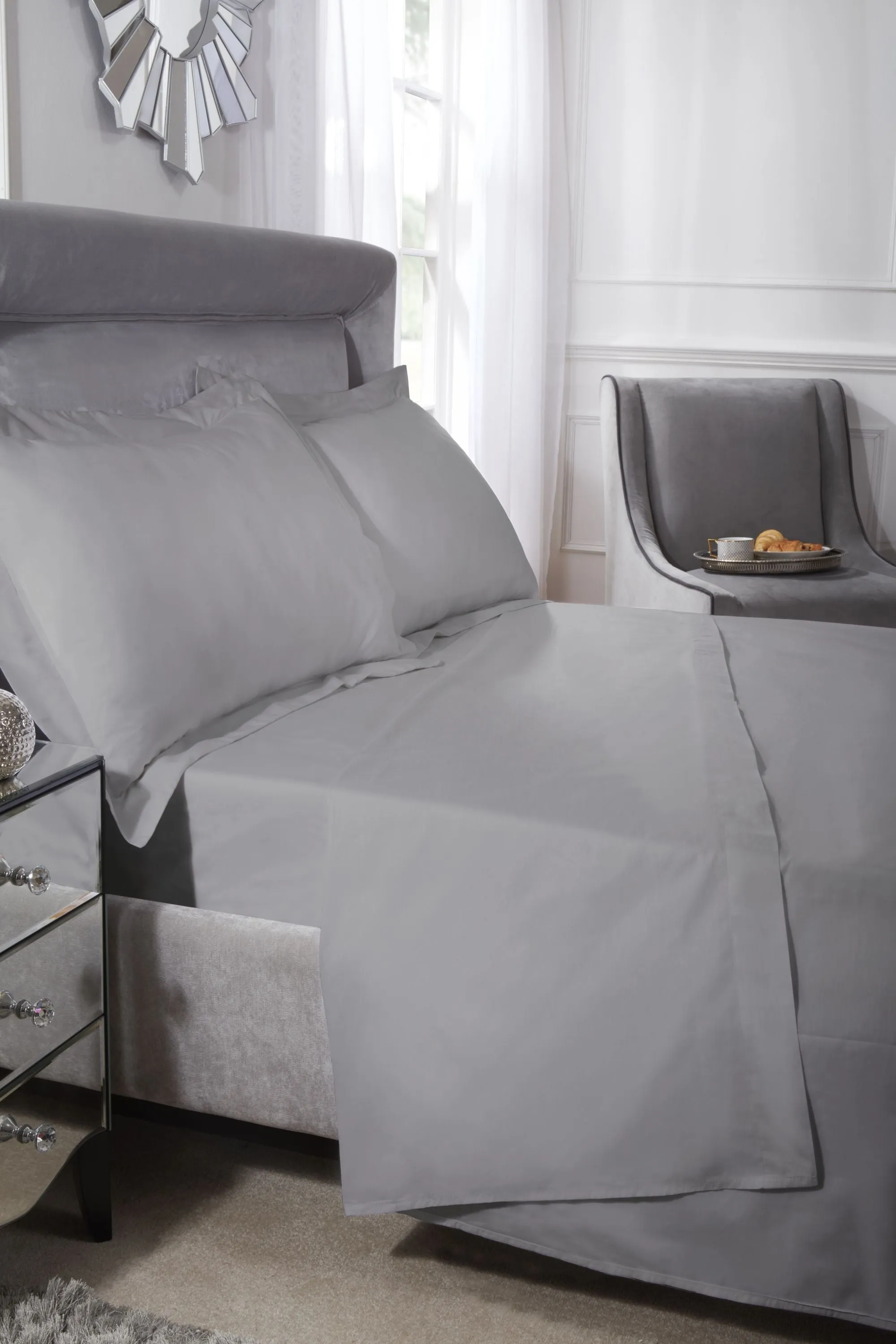 400 Thread Count Cotton - Pillowcase Pair in Silver Grey