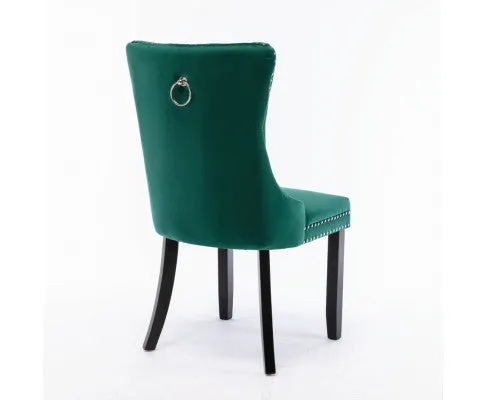 6x Velvet Dining Chairs- Green