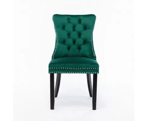 6x Velvet Dining Chairs- Green