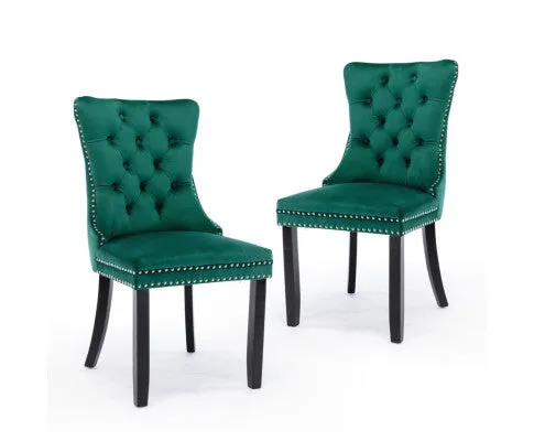 6x Velvet Dining Chairs- Green