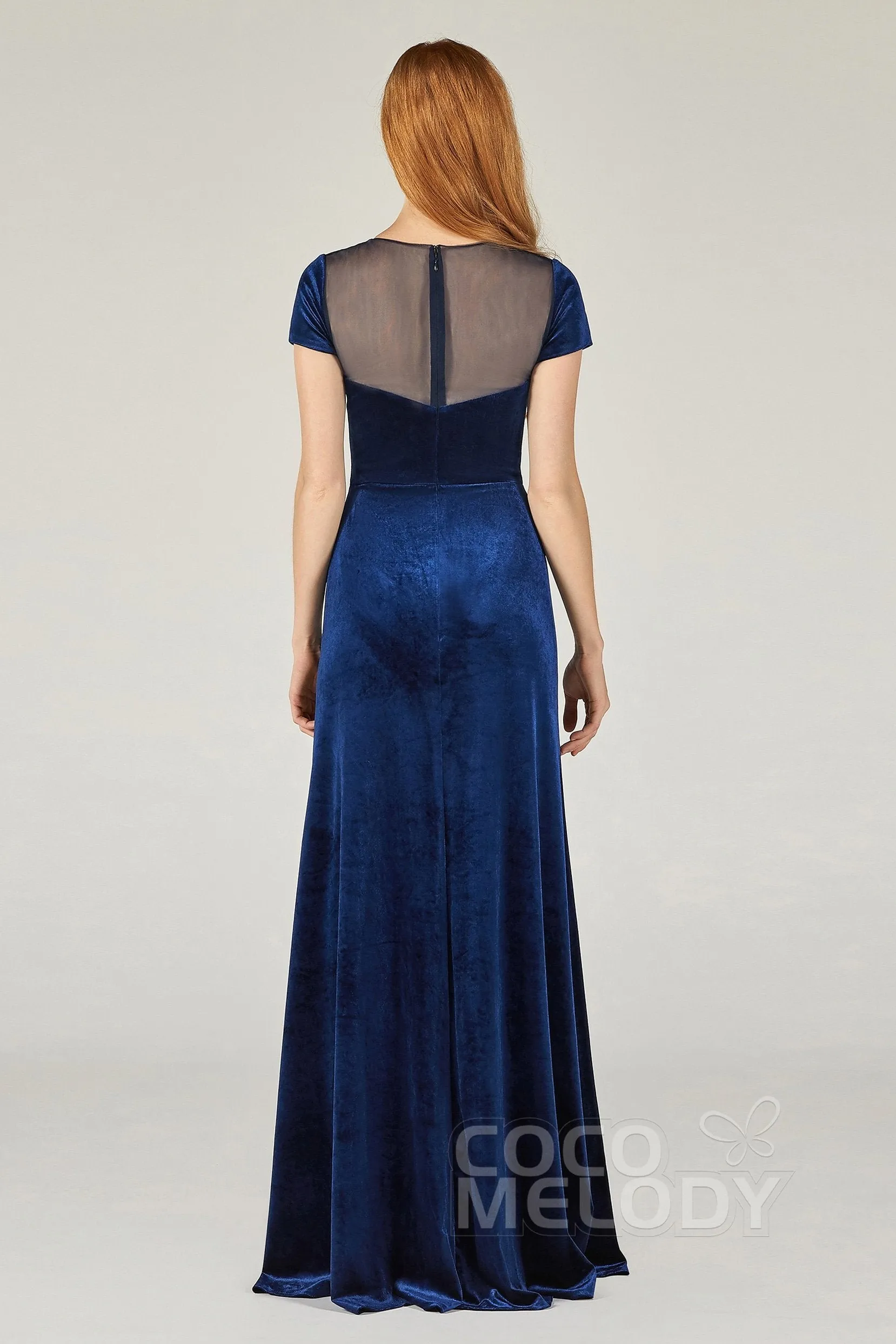 A-Line Floor Length Velvet Bridesmaid Dress Formal Dresses CB0363