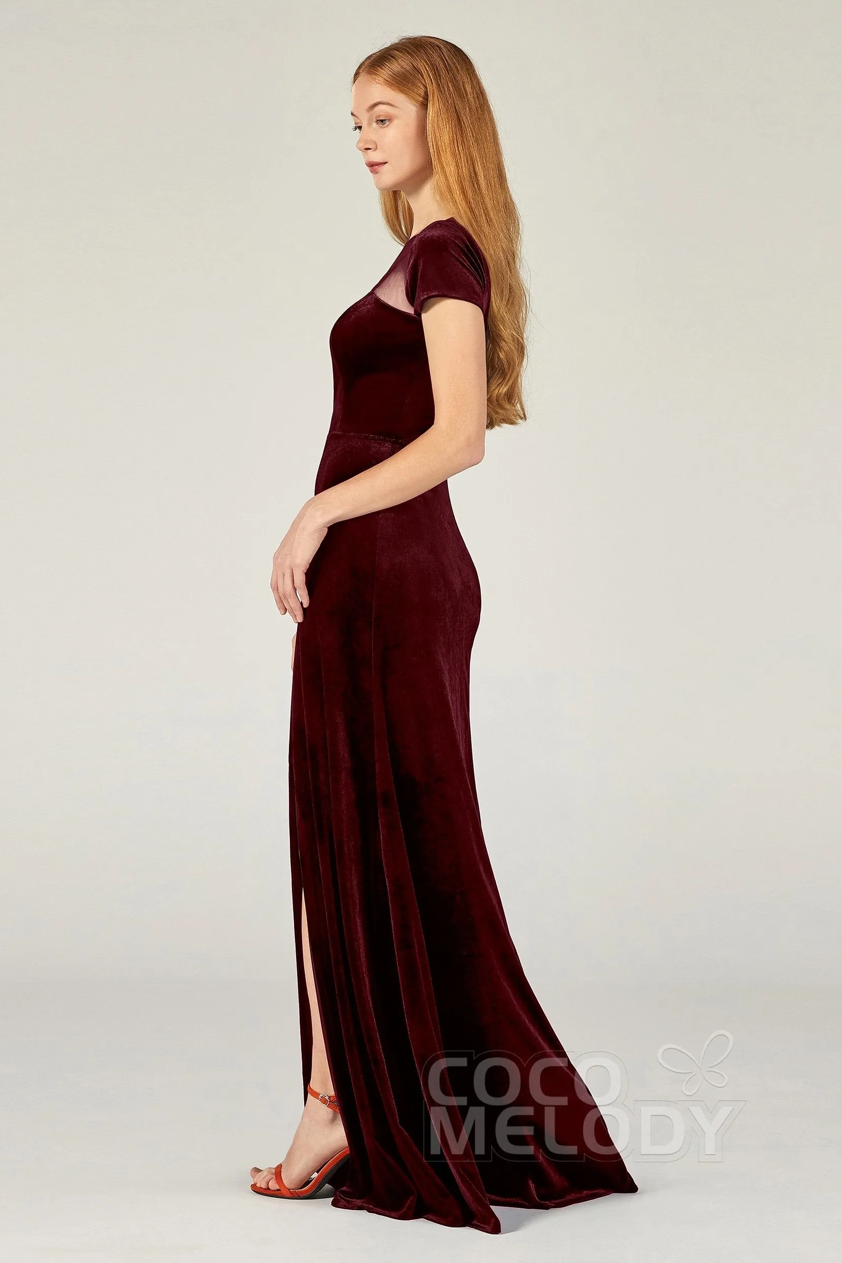 A-Line Floor Length Velvet Bridesmaid Dress Formal Dresses CB0363