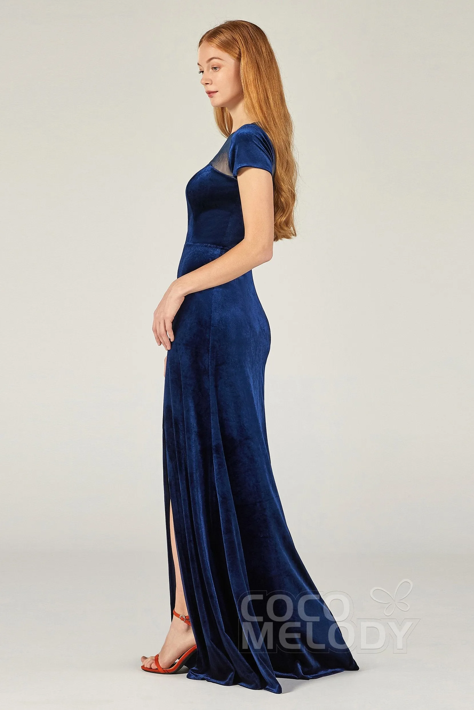 A-Line Floor Length Velvet Bridesmaid Dress Formal Dresses CB0363