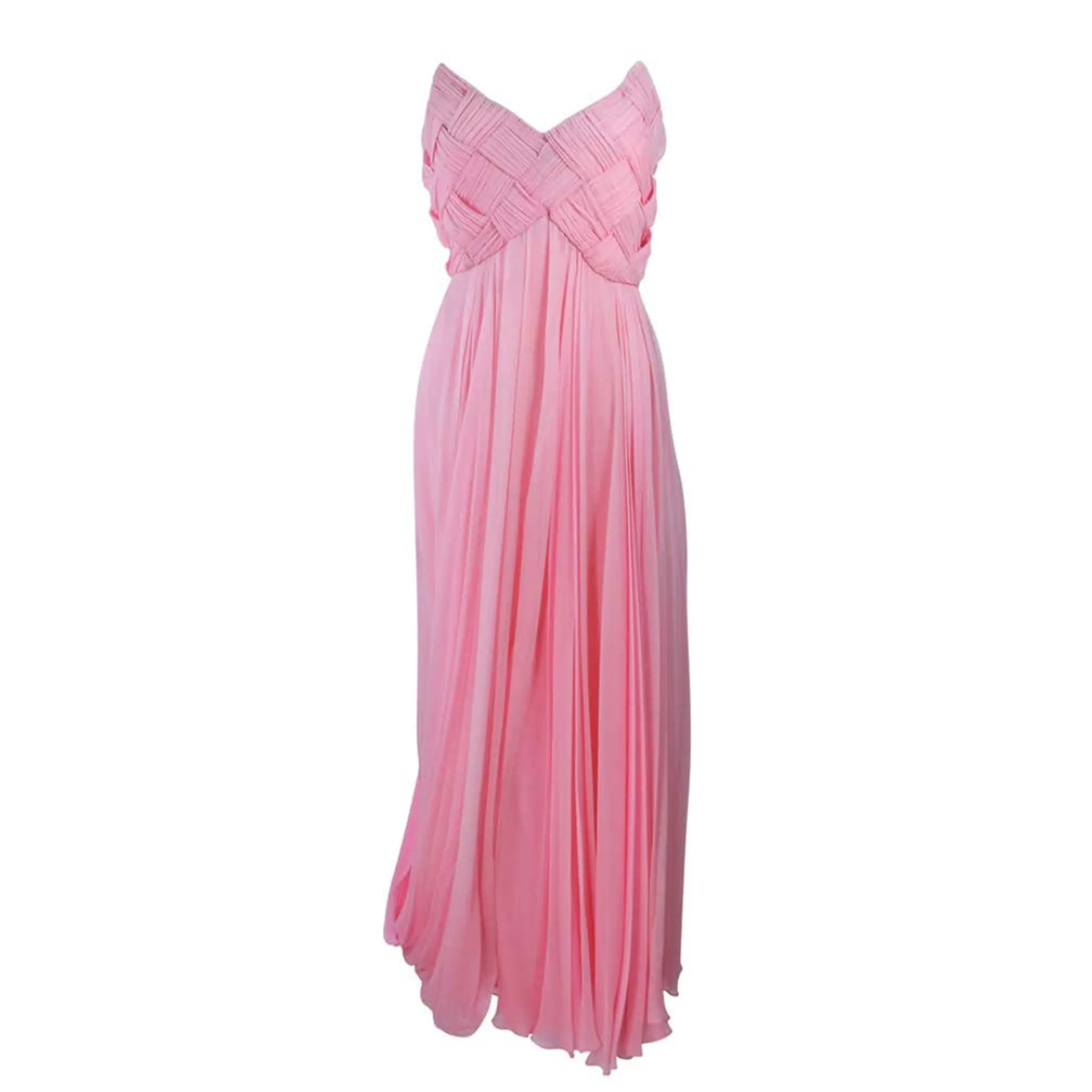 ARNOLD SCAASI Pink Draped Chiffon Gown Size 4-6