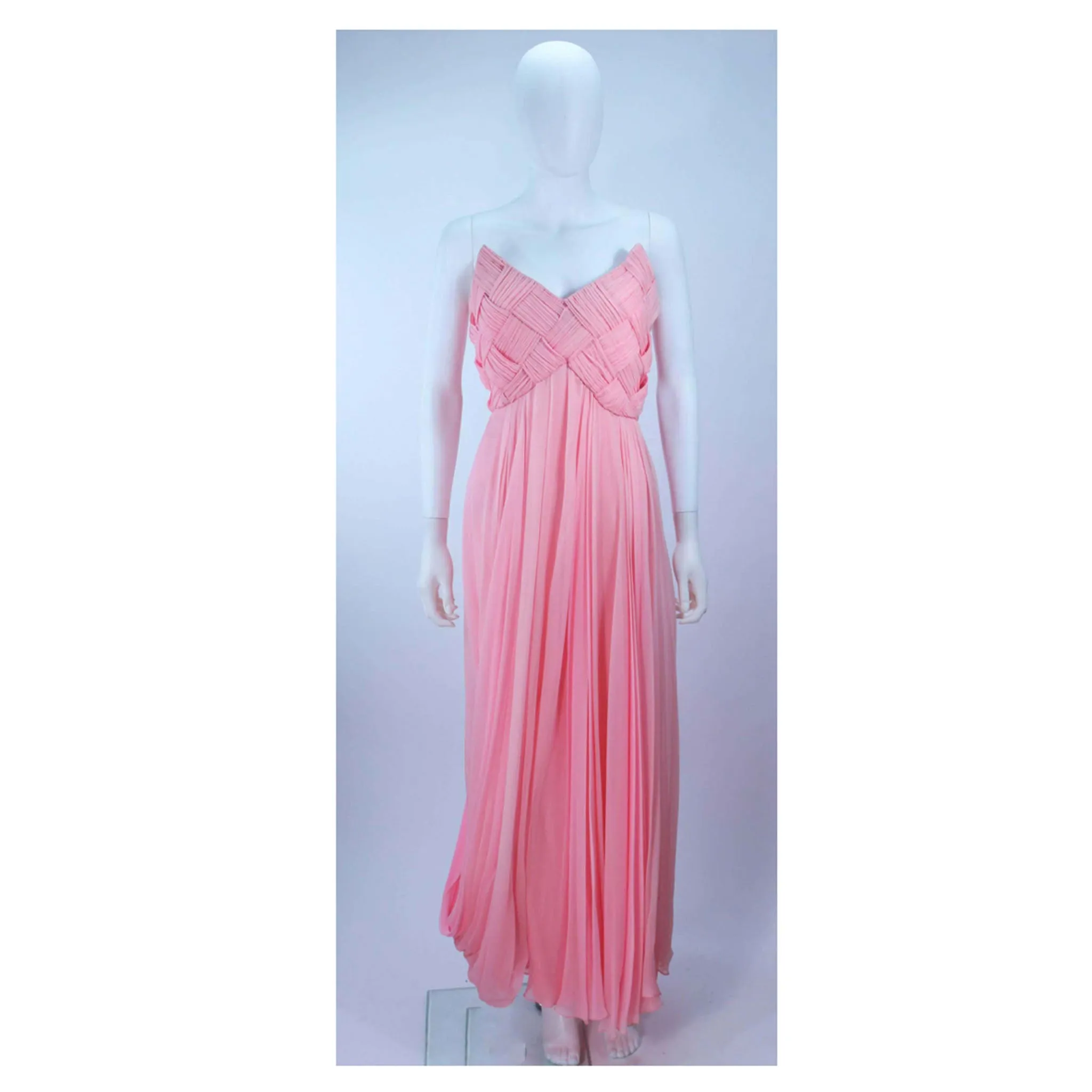 ARNOLD SCAASI Pink Draped Chiffon Gown Size 4-6