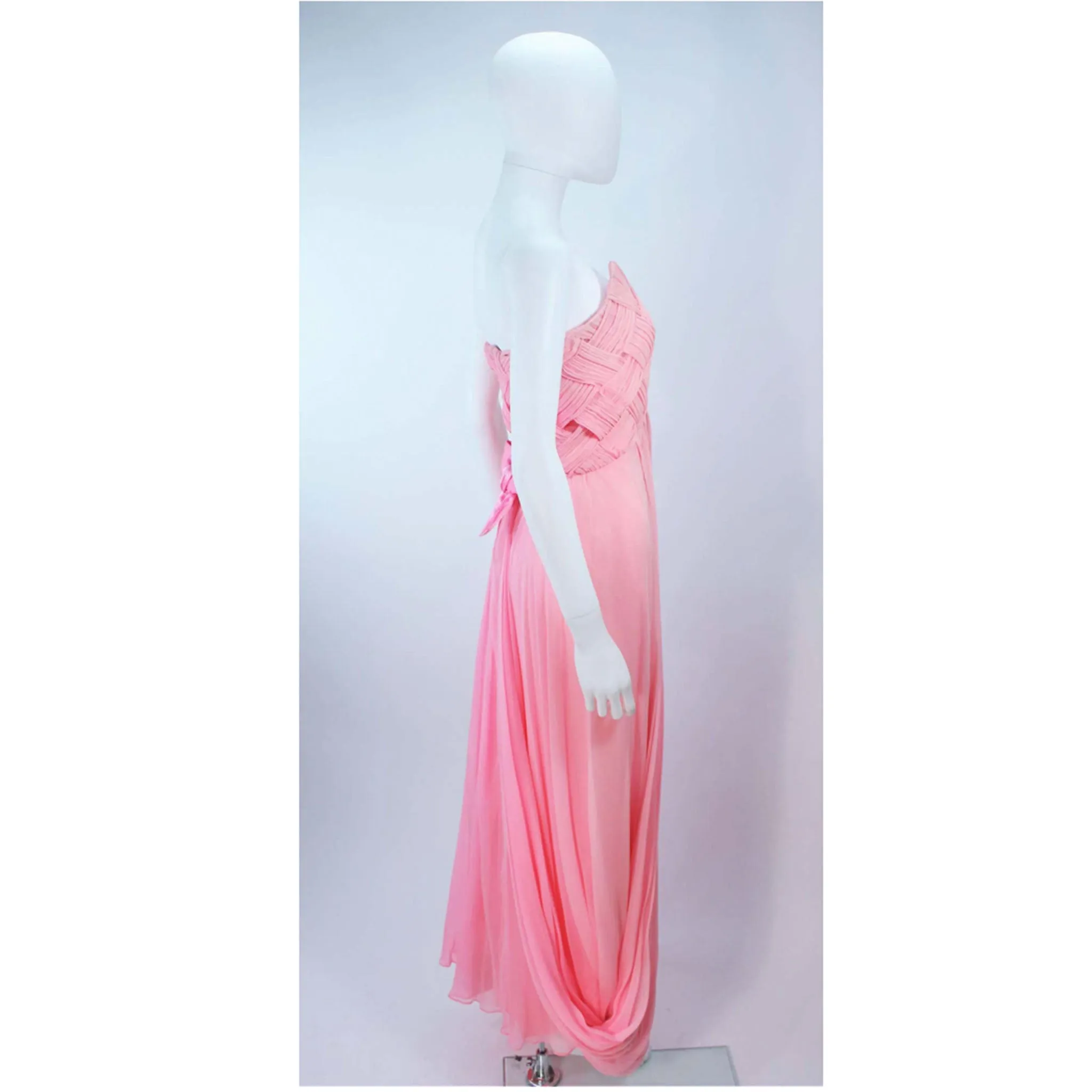 ARNOLD SCAASI Pink Draped Chiffon Gown Size 4-6