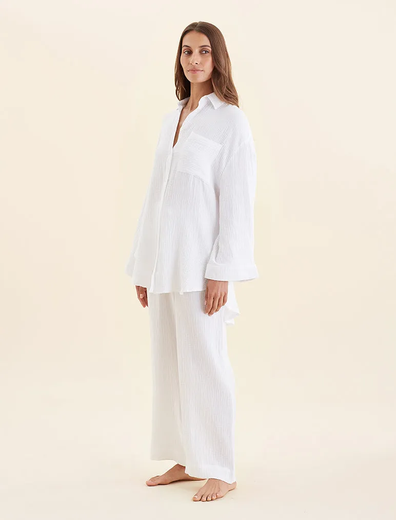 Ashley Textured Cotton Oversized Shirt