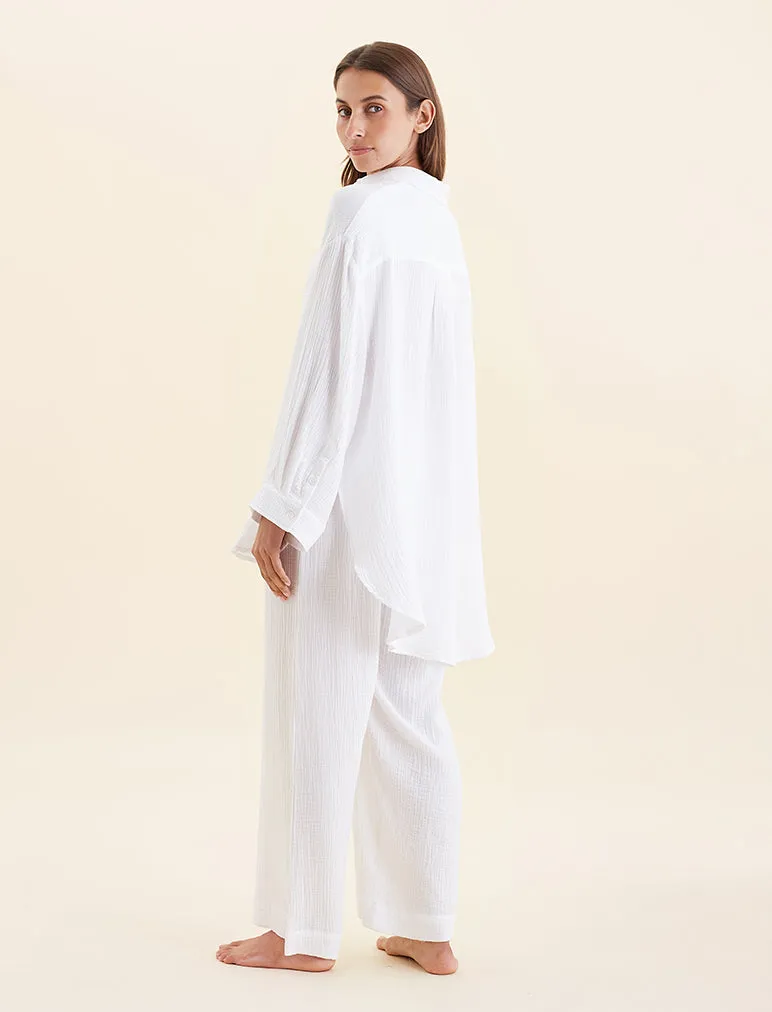 Ashley Textured Cotton Oversized Shirt