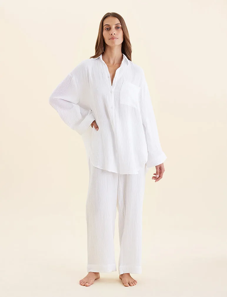 Ashley Textured Cotton Oversized Shirt