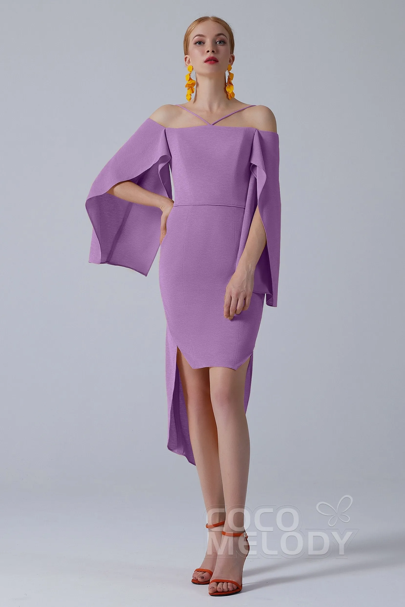 Asymmetrical High-Low Twisted Silk Fabric Dress CS0210