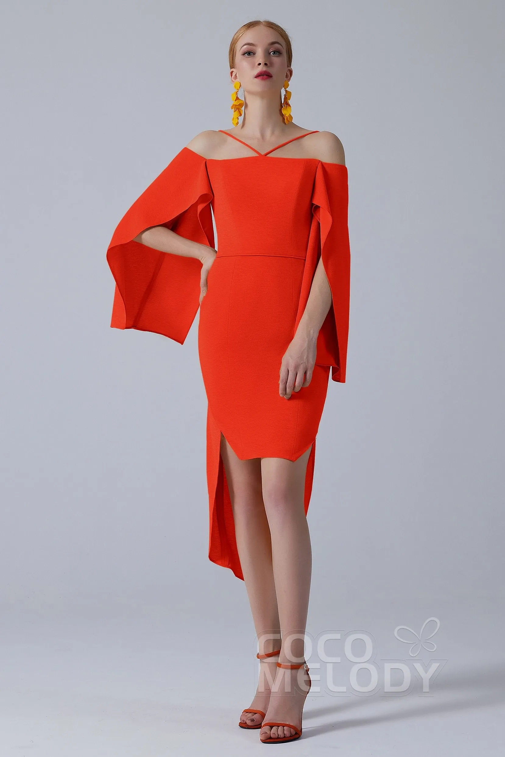 Asymmetrical High-Low Twisted Silk Fabric Dress CS0210