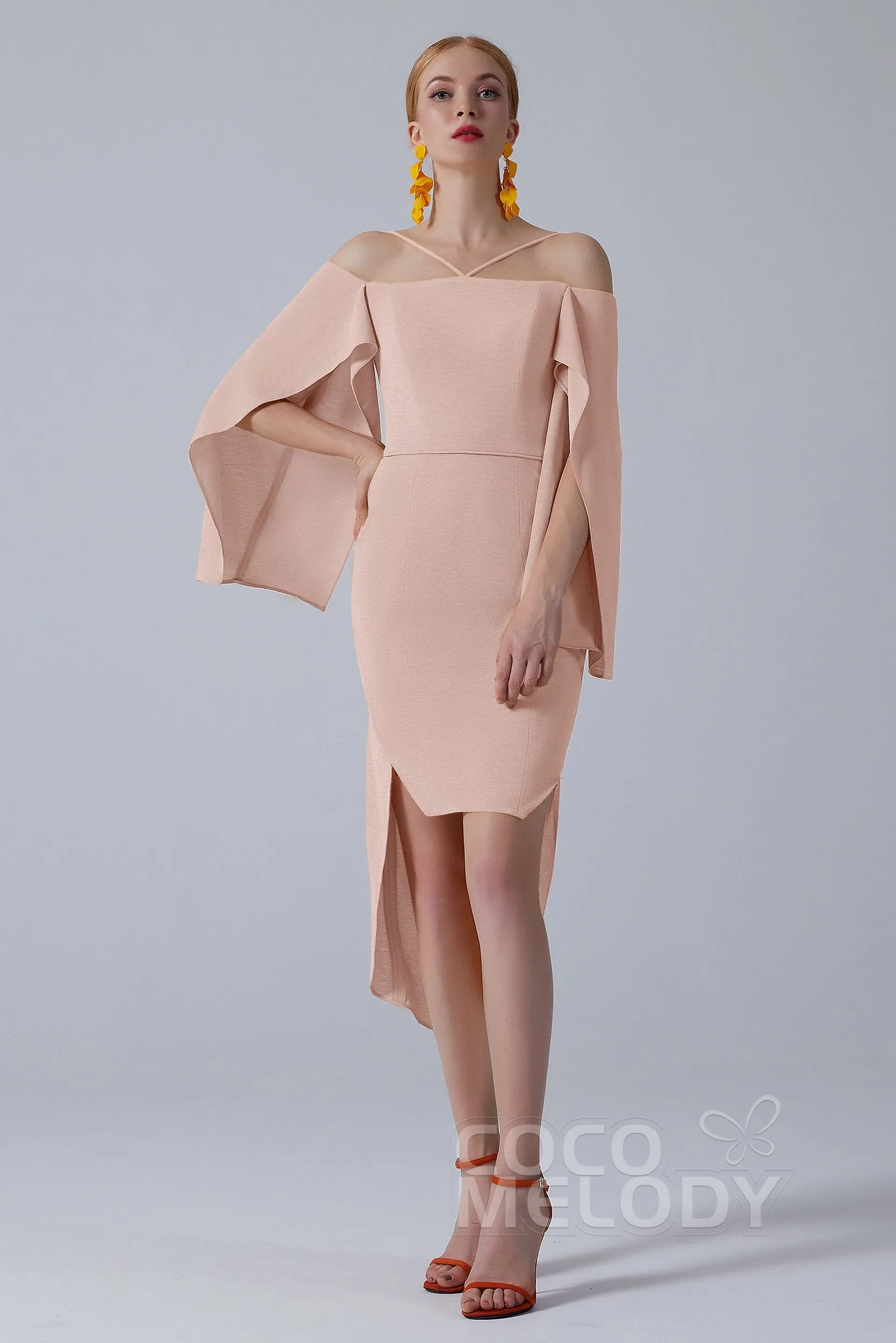 Asymmetrical High-Low Twisted Silk Fabric Dress CS0210