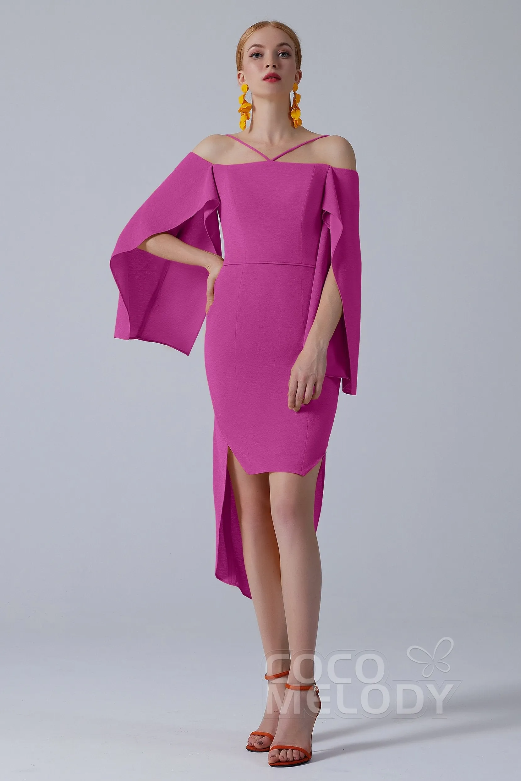 Asymmetrical High-Low Twisted Silk Fabric Dress CS0210