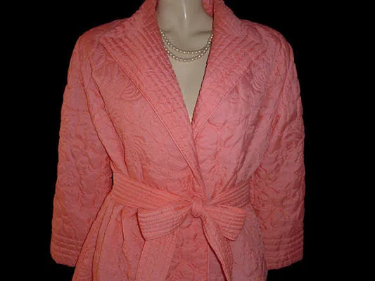 *BEAUTIFUL LUXURIOUS VINTAGE '60s SILKY QUILTED ROBE MADE IN HONG KONG IN SIERRA SUNSET