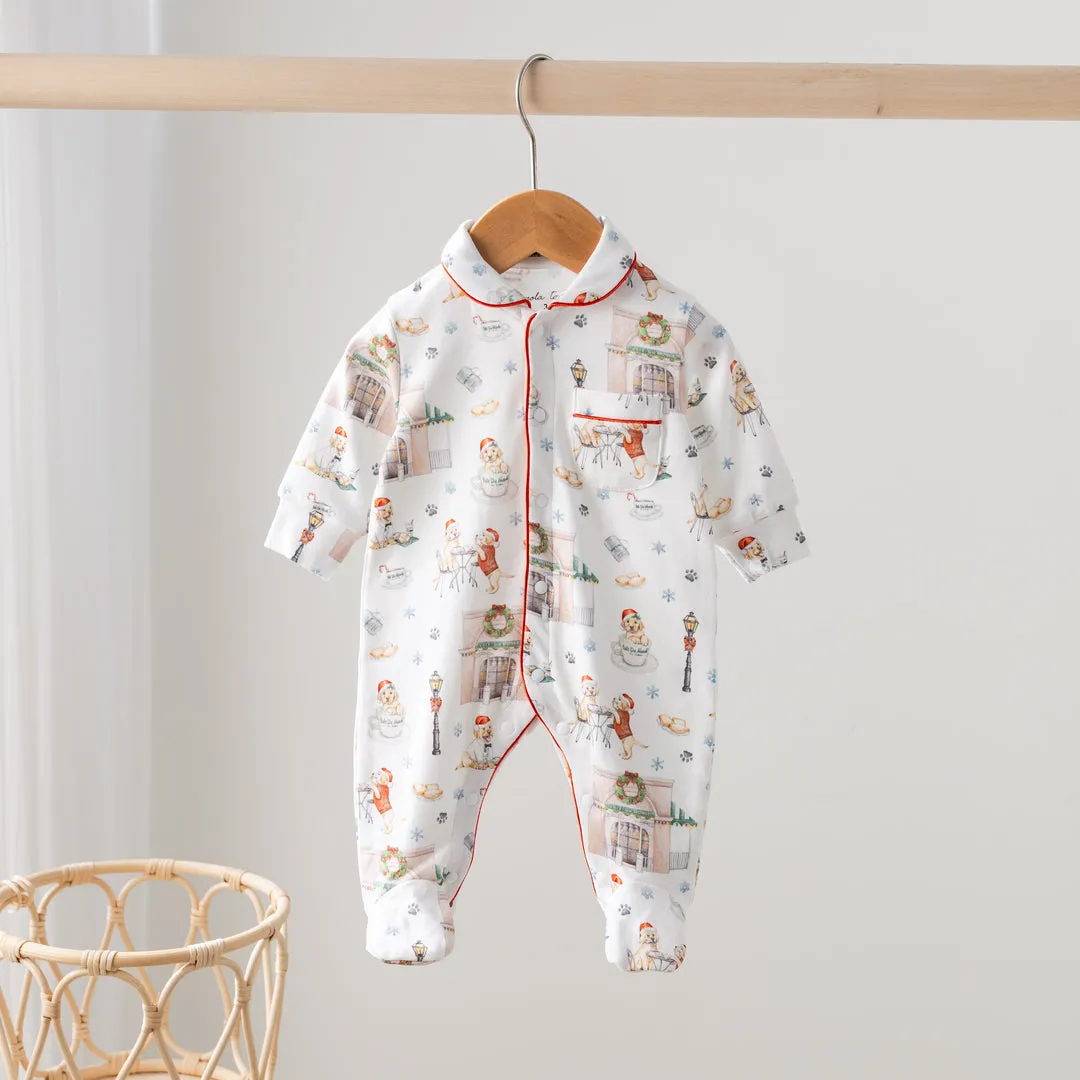 Beignet Holiday Organic Cotton Romper Pajamas