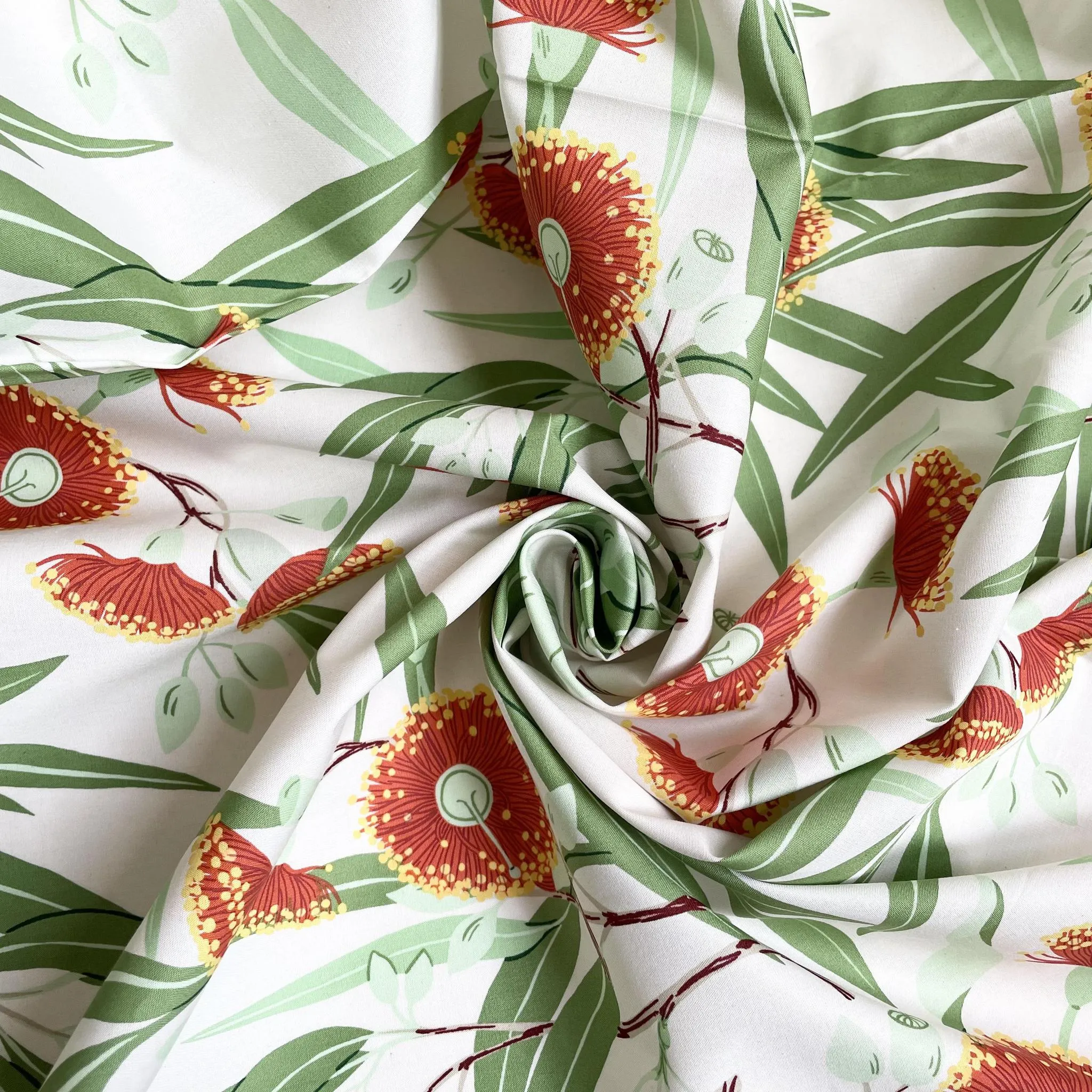 Birch Organic Fabric : Flowering Trees - Eucalyptus Tree