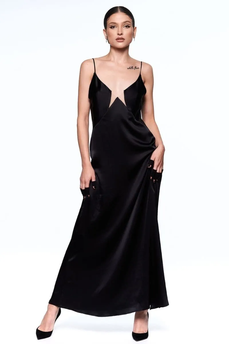 BLACK INFINITY SLIP MAXI DRESS