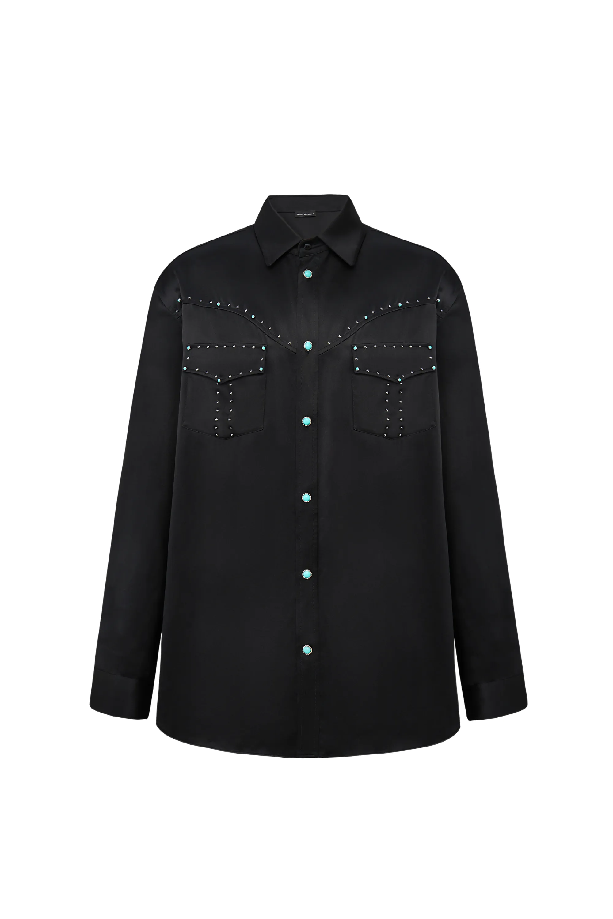 Black Rhinestone Men's Pyjama Shirt