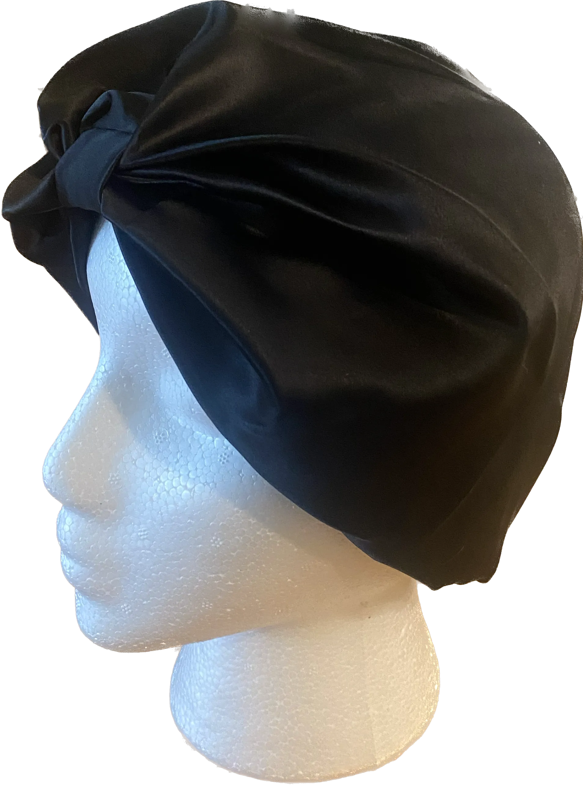 Black Square Silk Night Cap/Bonnet