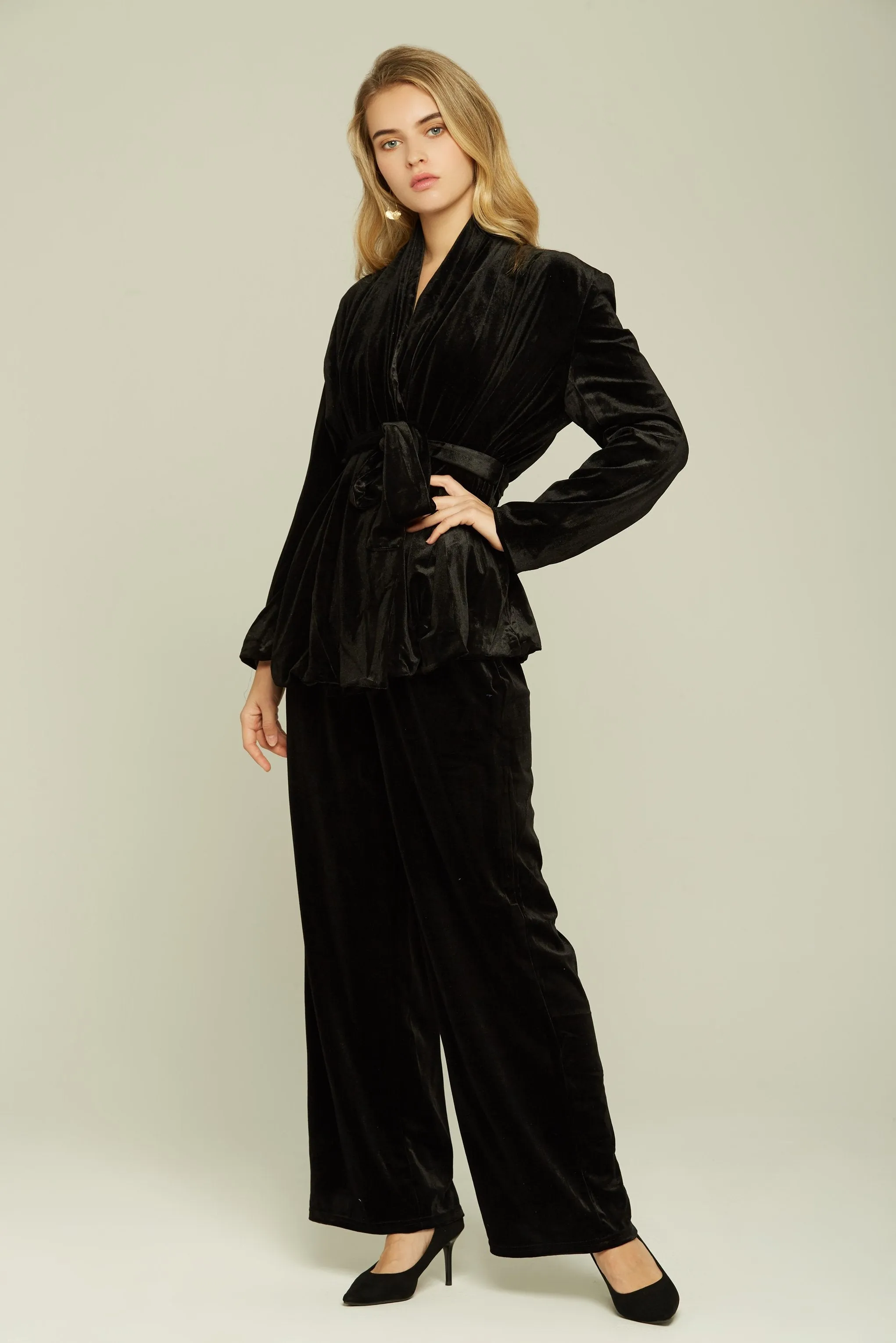 Black Velvet Jacket and Trouser Set