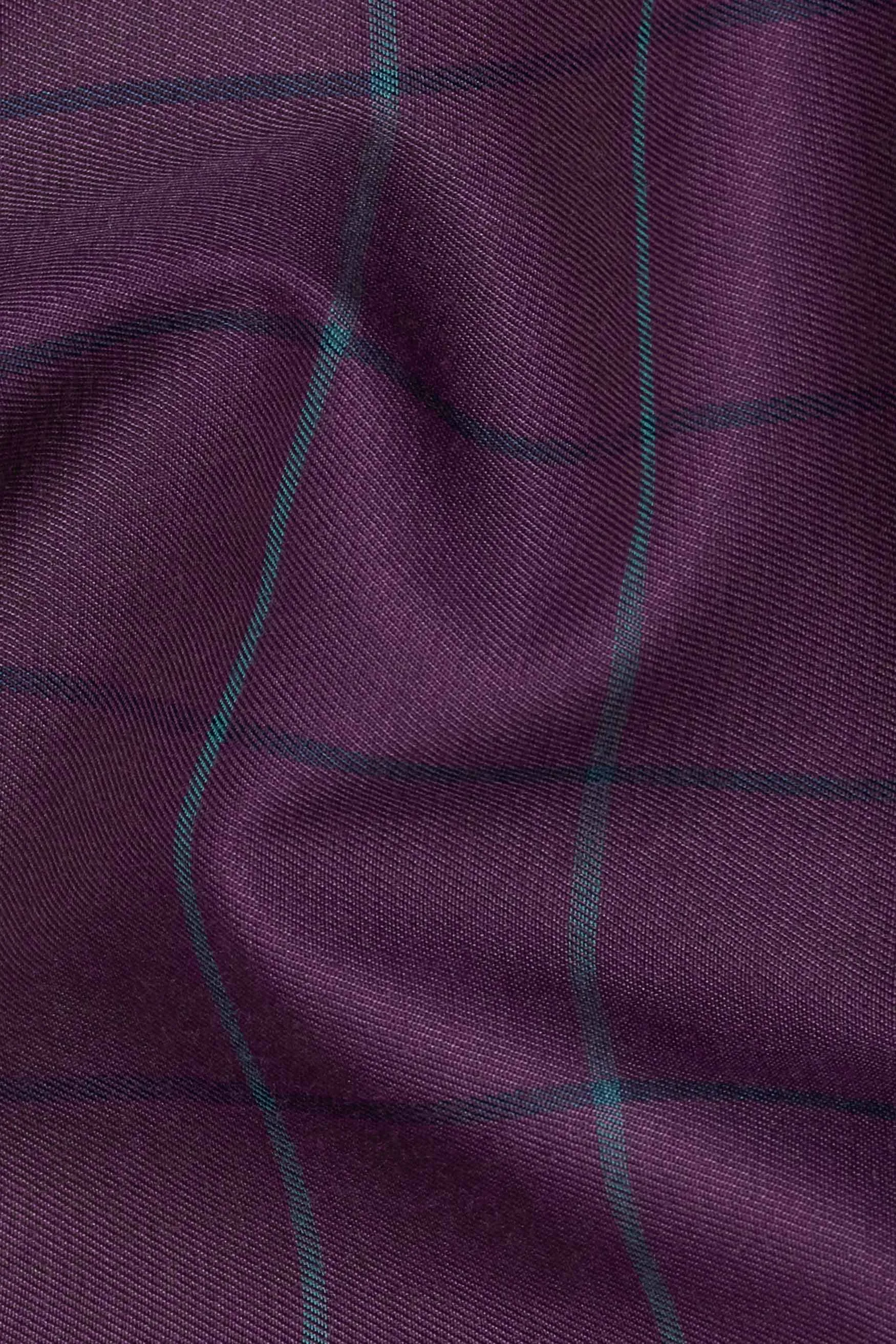 Blackcurrant Purple Checkered Premium Cotton Shirt